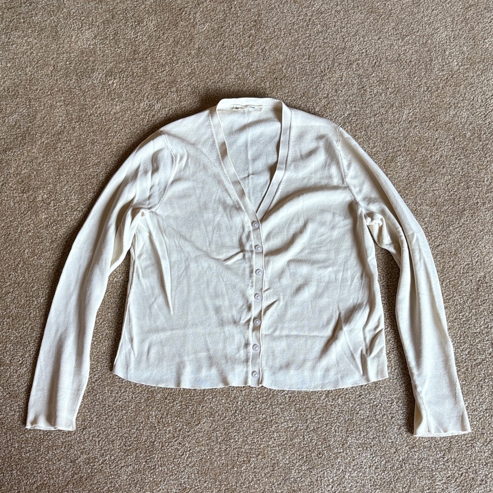 Everlane Off-White Knitwear XL button down cardigan sweater
